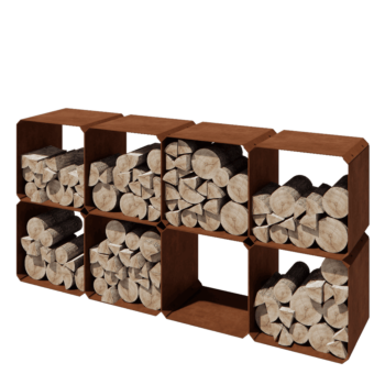 Abrigo para lenha em aço corten - Colorado 8 peças - 40 x 40 x 40 cm