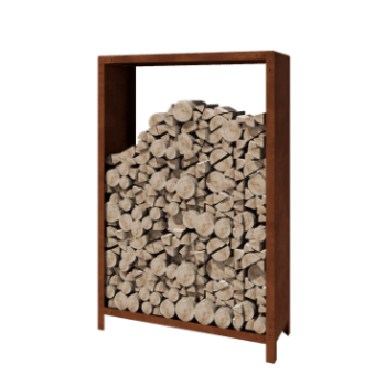 Arrumação para madeira em aço corten Indiana 180 x 120 x 40 cm
