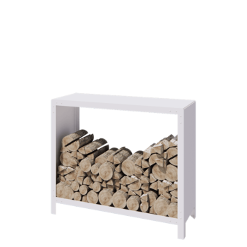 Abrigo para lenha em aço - Indiana - 120 x 40 x 100 cm - RAL9010 fosco (branco)