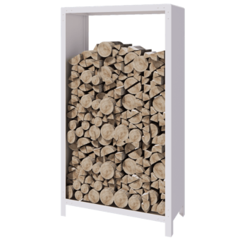 Abrigo para lenha em aço - Indiana - 100 x 40 x 180 cm - RAL9010 fosco (branco)