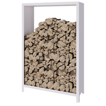 Abrigo para lenha em aço - Indiana - 120 x 40 x 180 cm - RAL9010 fosco (branco)