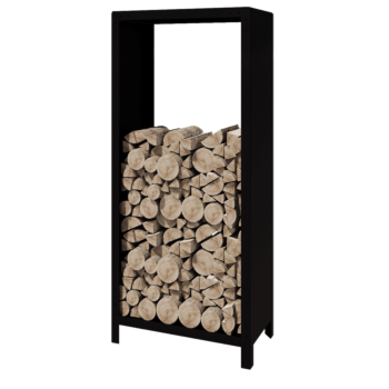 Abrigo para lenha em aço - Indiana - 80 x 40 x 180 cm - RAL9005 fosco (preto)