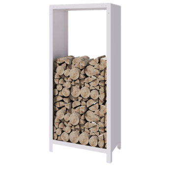 Abrigo para lenha em aço - Indiana - 80 x 40 x 180 cm - RAL9010 fosco (branco)
