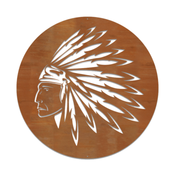 Decoração de parede em aço corten - Índio Large - 80 x 80 cm