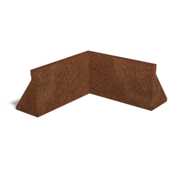 Muro de contenção de canto interior em aço corten 50 x 50 cm (altura 30 cm)