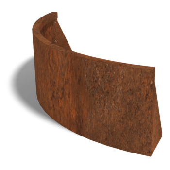 Muro de contenção curvo exterior em aço corten 100 x 100 cm (altura 40 cm)