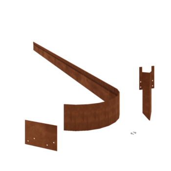Borda achatada em aço corten FLEX 13 cm conjunto completo por 15 metros