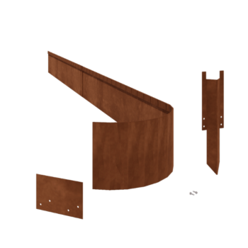 Bordadura em aço corten - Achatada FLEX - Altura 23 cm - Conjunto completo 15 metro