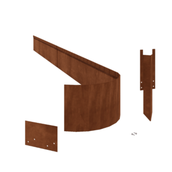 Bordadura em aço corten - Achatada FLEX - Altura 23 cm - Conjunto completo 24 metro