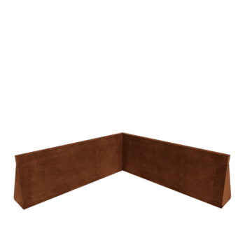Muro de contenção em aço corten - Canto interno - 100 x 100 x 40 cm