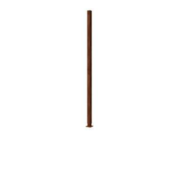 Suporte base plana canto  em aço corten com 190 x 6 x 6 cm