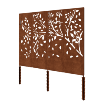Painel decorativo em aço corten - Árvore Conjunto completo - 240 x 6 x 190 cm