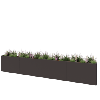 Floreira XXL em aço - Retângulo - 480 x 30 x 80 cm - RAL7016 fosco (cinzento antracite) - Sem placa de base