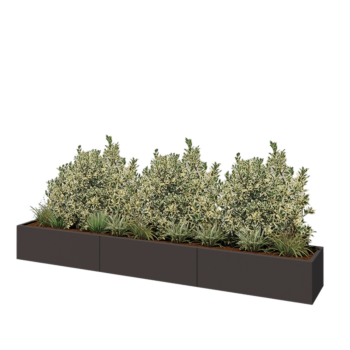 Floreira XXL em aço - Retângulo - 360 x 50 x 40 cm - RAL7016 fosco (cinzento antracite) - Com placa de base