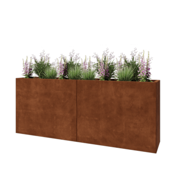 Floreira XXL em aço corten - Retângulo - 200 x 40 x 80 cm - Sem placa de base