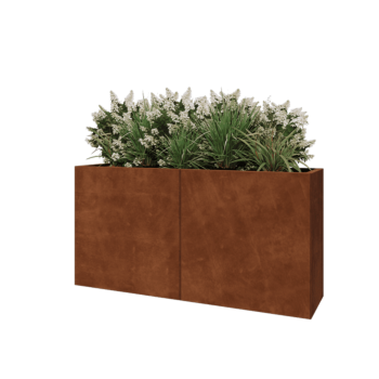 Floreira XXL em aço corten - Retângulo - 160 x 40 x 80 cm - Com placa de base