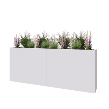 Floreira XXL em aço - Retângulo - 200 x 30 x 80 cm - RAL9010 fosco (branco) - Com placa de base