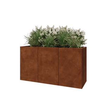 Floreira XXL em aço corten - Retângulo - 150 x 50 x 80 cm - Sem placa de base