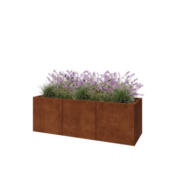 Floreira XXL em aço corten - Retângulo - 150 x 50 x 50 cm - Sem placa de base