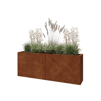 Floreira XXL em aço corten - Retângulo - 160 x 30 x 60 cm - Sem placa de base