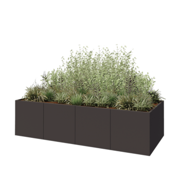 Floreira XXL em aço - Retângulo - 320 x 120 x 80 cm - RAL7016 fosco (cinzento antracite) - Sem placa de base