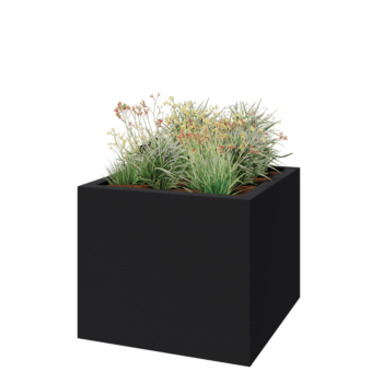 Floreira em fibra de vidro - Quadrado - 120 x 120 x 100 cm - RAL7021 mate (cinzento preto) - Com fundo