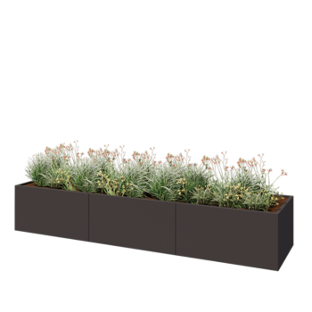 Floreira XXL em aço - Retângulo - 360 x 80 x 60 cm - RAL7016 fosco (cinzento antracite) - Sem placa de base