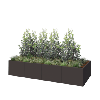 Floreira XXL em aço - Retângulo - 320 x 120 x 60 cm - RAL7016 fosco (cinzento antracite) - Com placa de base