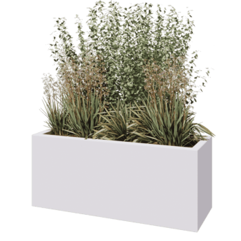 Floreira em fibra de vidro - Retângulo - 120 x 40 x 50 cm - RAL9010 mate (branco) - Com fundo