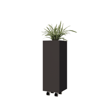 Floreira em aço - Quadrado - 30 x 30 x 80 cm - Outra cor RAL - Com placa de base - Com rodas