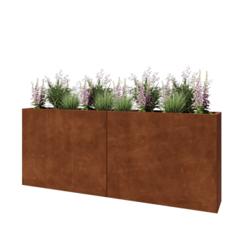 Floreira XXL em aço corten - Retângulo - 200 x 30 x 80 cm - Sem placa de base