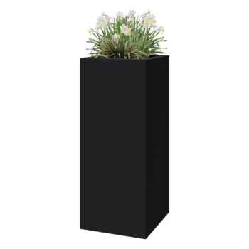 Floreira em fibra de vidro - Quadrado - 50 x 50 x 120 cm - RAL7021 mate (cinzento preto) - Com fundo
