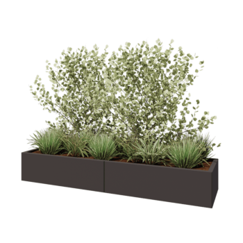 Floreira XXL em aço - Retângulo - 200 x 50 x 30 cm - RAL7016 fosco (cinzento antracite) - Com placa de base