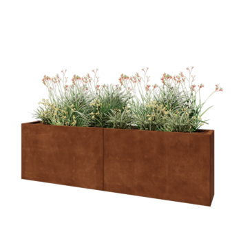 Floreira XXL em aço corten - Retângulo - 200 x 30 x 60 cm - Sem placa de base
