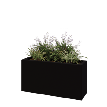 Floreira em fibra de vidro - Retângulo - 100 x 30 x 50 cm - RAL9005 mate (preto) - Com fundo