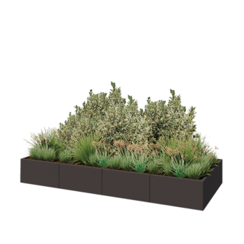 Floreira XXL em aço - Retângulo - 320 x 120 x 40 cm - RAL7016 fosco (cinzento antracite) - Com placa de base