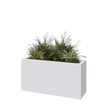 Floreira em fibra de vidro - Retângulo - 100 x 30 x 50 cm - RAL9010 mate (branco) - Com fundo