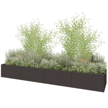 Floreira XXL em aço - Retângulo - 480 x 100 x 60 cm - RAL7016 fosco (cinzento antracite) - Sem placa de base