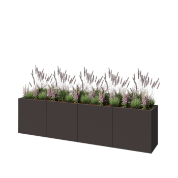 Floreira XXL em aço - Retângulo - 320 x 50 x 80 cm - RAL7016 fosco (cinzento antracite) - Sem placa de base