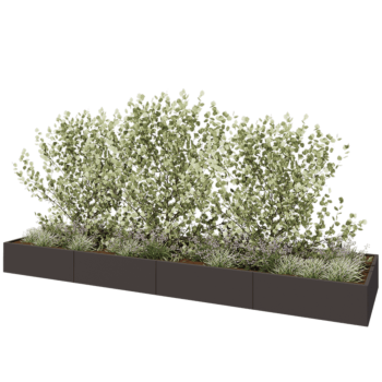 Floreira XXL em aço - Retângulo - 480 x 120 x 40 cm - RAL7016 fosco (cinzento antracite) - Sem placa de base