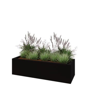 Floreira em fibra de vidro - Retângulo - 150 x 50 x 40 cm - RAL9005 mate (preto) - Com fundo