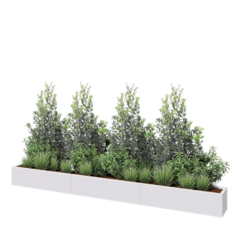 Floreira XXL em aço - Retângulo - 360 x 30 x 30 cm - RAL9010 fosco (branco) - Sem placa de base