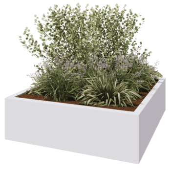 Floreira em fibra de vidro - Quadrado - 200 x 200 x 60 cm - RAL9010 mate (branco) - Com fundo