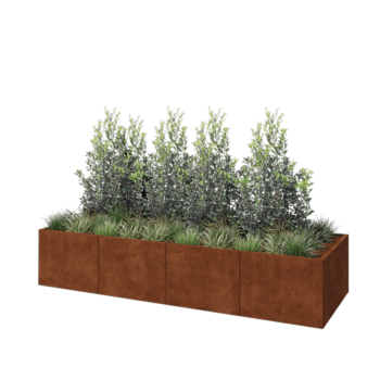 Floreira XXL em aço corten - Retângulo - 320 x 100 x 60 cm - Sem placa de base
