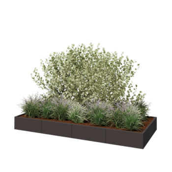 Floreira XXL em aço - Retângulo - 320 x 120 x 30 cm - RAL7016 fosco (cinzento antracite) - Sem placa de base