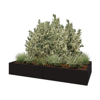 Floreira XXL em aço - Retângulo - 200 x 100 x 30 cm - RAL9005 fosco (preto) - Sem placa de base