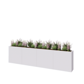 Floreira XXL em aço - Retângulo - 320 x 30 x 80 cm - RAL9010 fosco (branco) - Sem placa de base