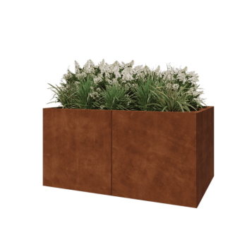 Floreira XXL em aço corten - Retângulo - 160 x 100 x 80 cm - Com placa de base