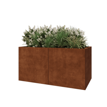 Floreira XXL em aço corten - Retângulo - 160 x 80 x 80 cm - Sem placa de base