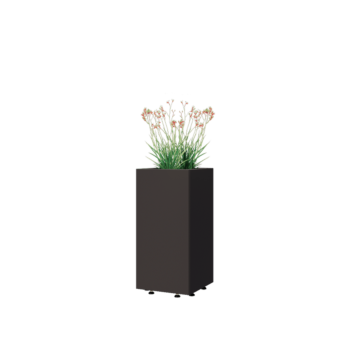 Floreira em aço - Quadrado - 30 x 30 x 60 cm - Outra cor RAL - Com placa de base - Com pés